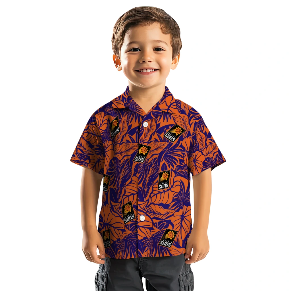 Phoenix Suns Hawaiian Shirt - Monstera Layer phoenix suns monstera layer purple hawaiian shirts top rated
