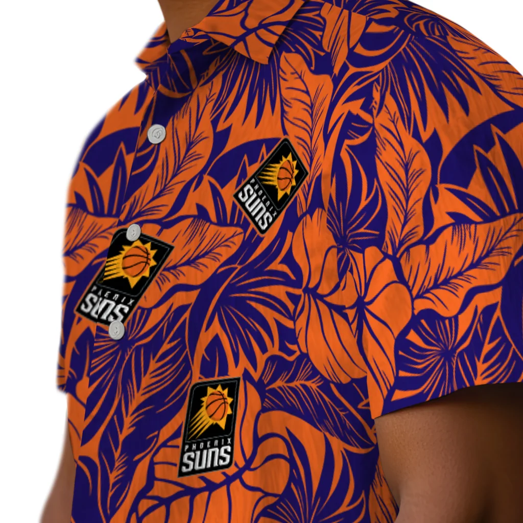 Phoenix Suns Hawaiian Shirt - Monstera Layer phoenix suns monstera layer purple hawaiian shirts trendy