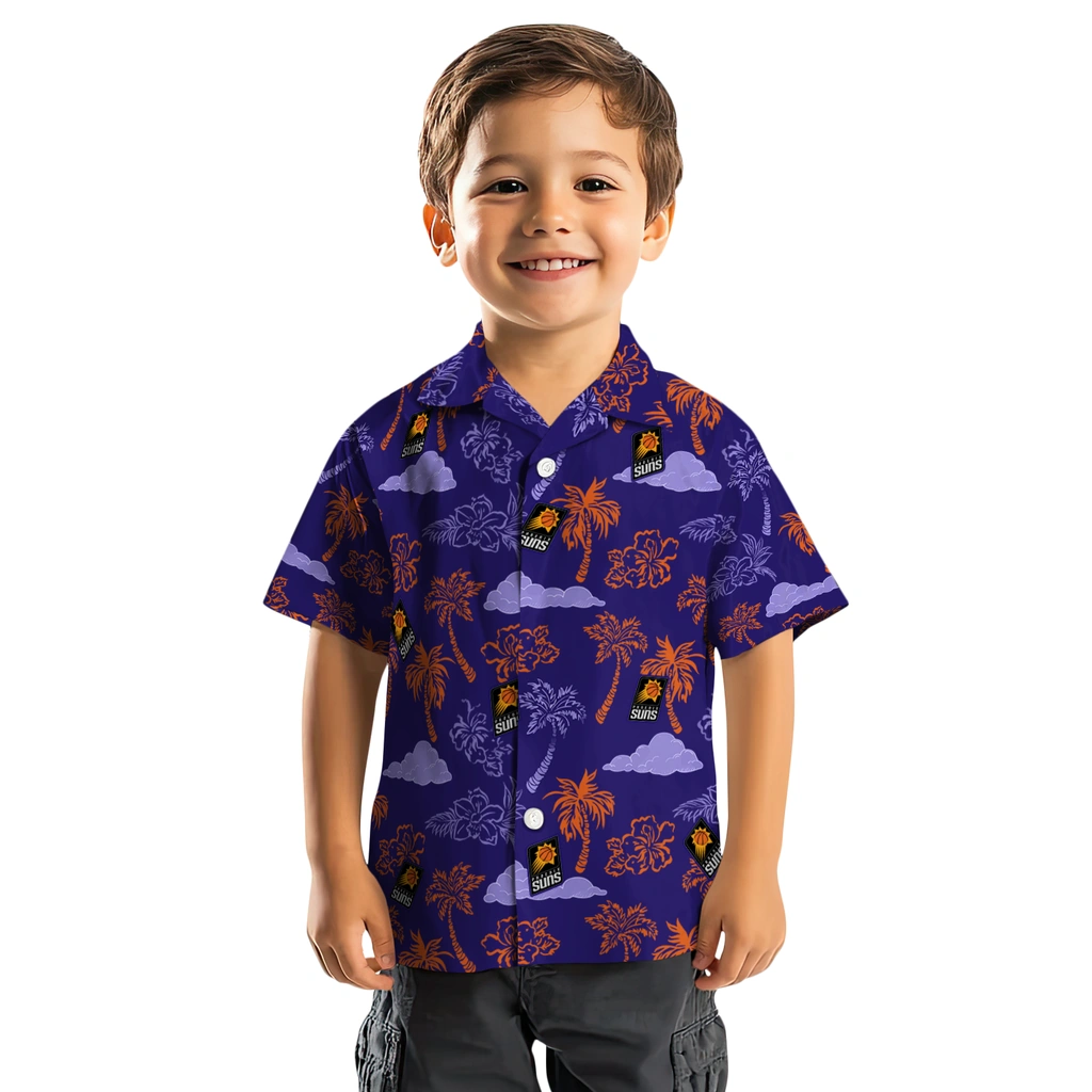 Phoenix Suns Hawaiian Shirt - Palm And Clouds phoenix suns palm and clouds purple hawaiian shirts top rated