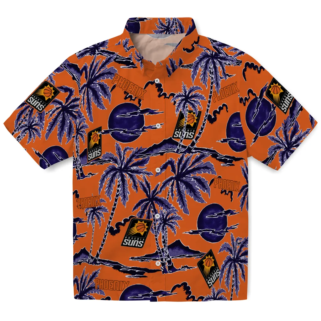 Phoenix Suns Hawaiian Shirt - Palm Sunset phoenix suns palm sunset hawaiian shirts best selling