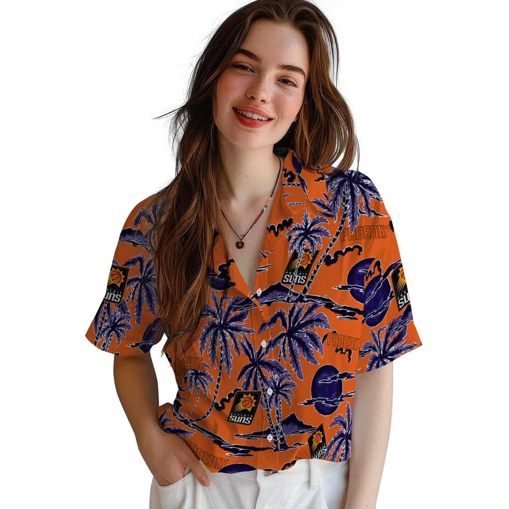 Phoenix Suns Hawaiian Shirt - Palm Sunset phoenix suns palm sunset hawaiian shirts latest model
