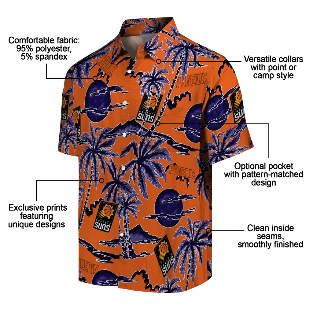 Phoenix Suns Hawaiian Shirt - Palm Sunset phoenix suns palm sunset hawaiian shirts new arrival
