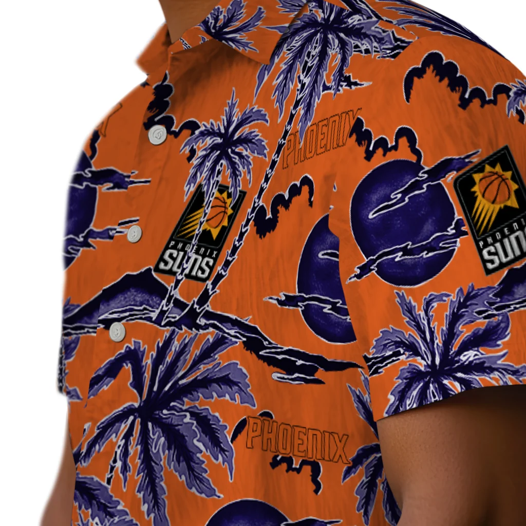 Phoenix Suns Hawaiian Shirt - Palm Sunset phoenix suns palm sunset hawaiian shirts trendy