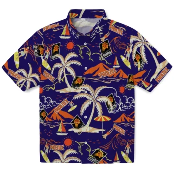 phoenix suns palm tree island purple hawaiian shirts best selling