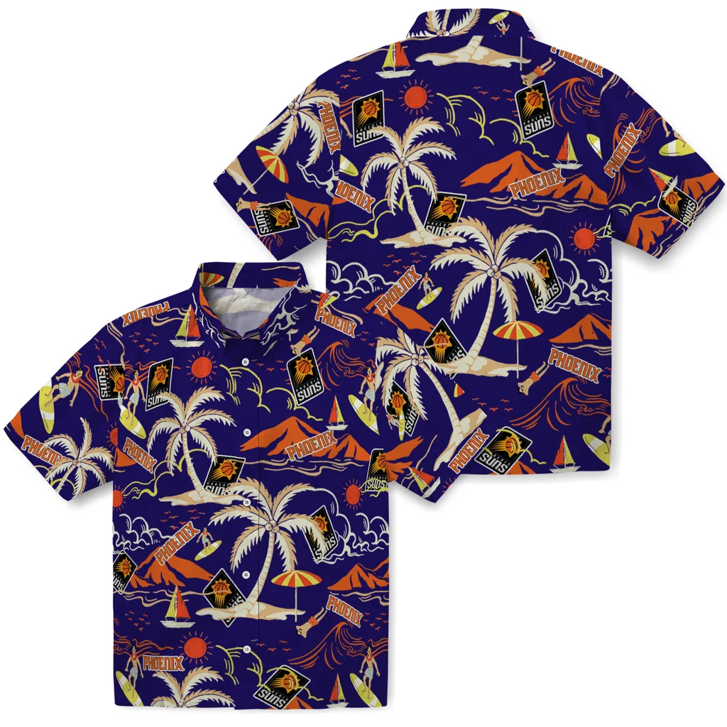 Phoenix Suns Hawaiian Shirt - Palm Tree Island phoenix suns palm tree island purple hawaiian shirts high quality