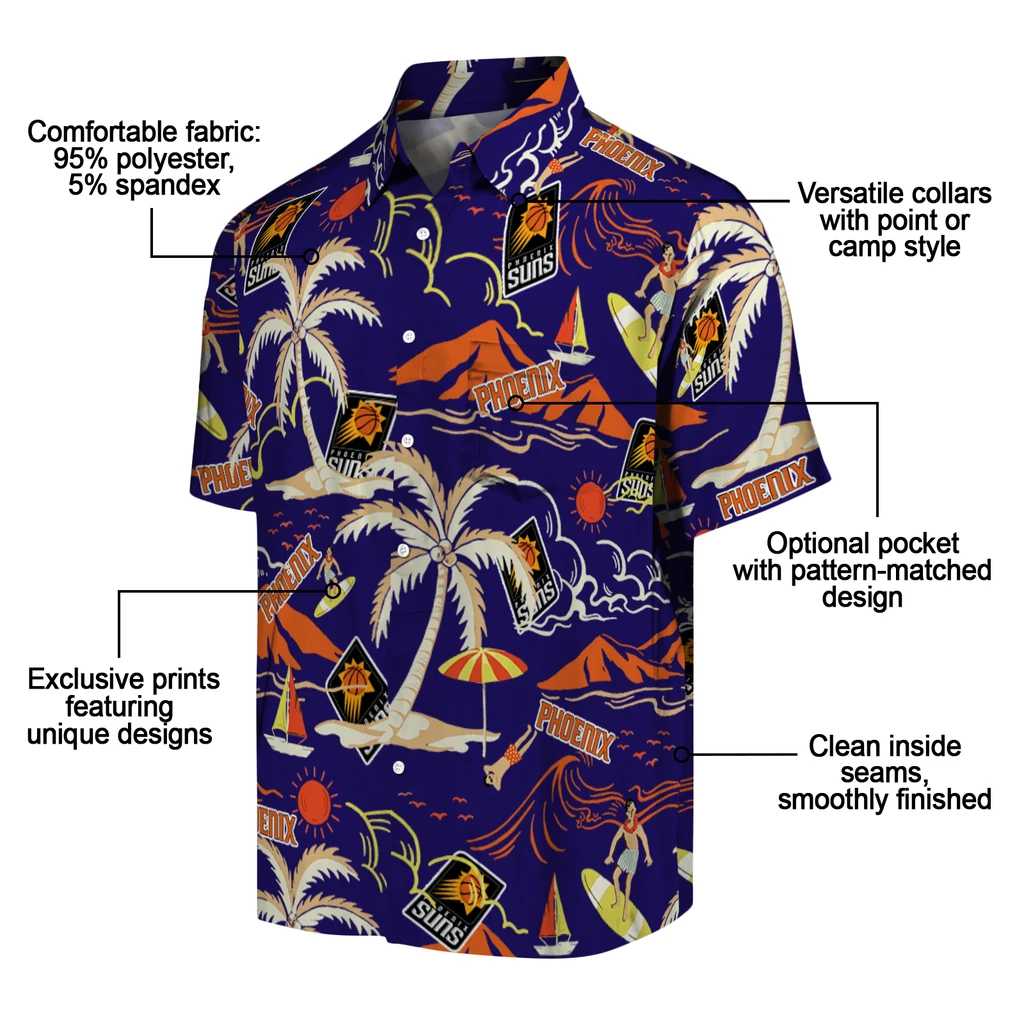 Phoenix Suns Hawaiian Shirt - Palm Tree Island phoenix suns palm tree island purple hawaiian shirts new arrival