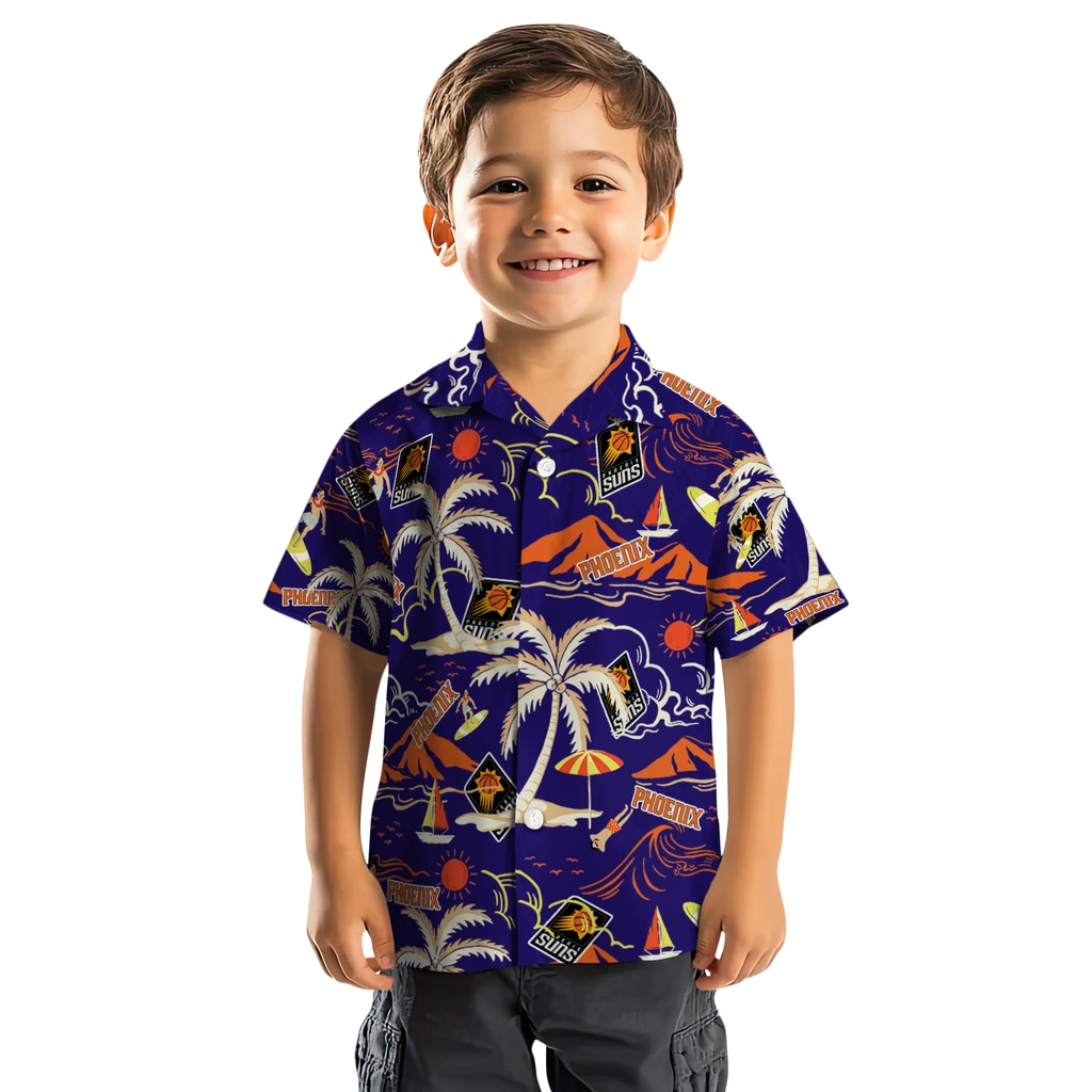 Phoenix Suns Hawaiian Shirt - Palm Tree Island phoenix suns palm tree island purple hawaiian shirts top rated