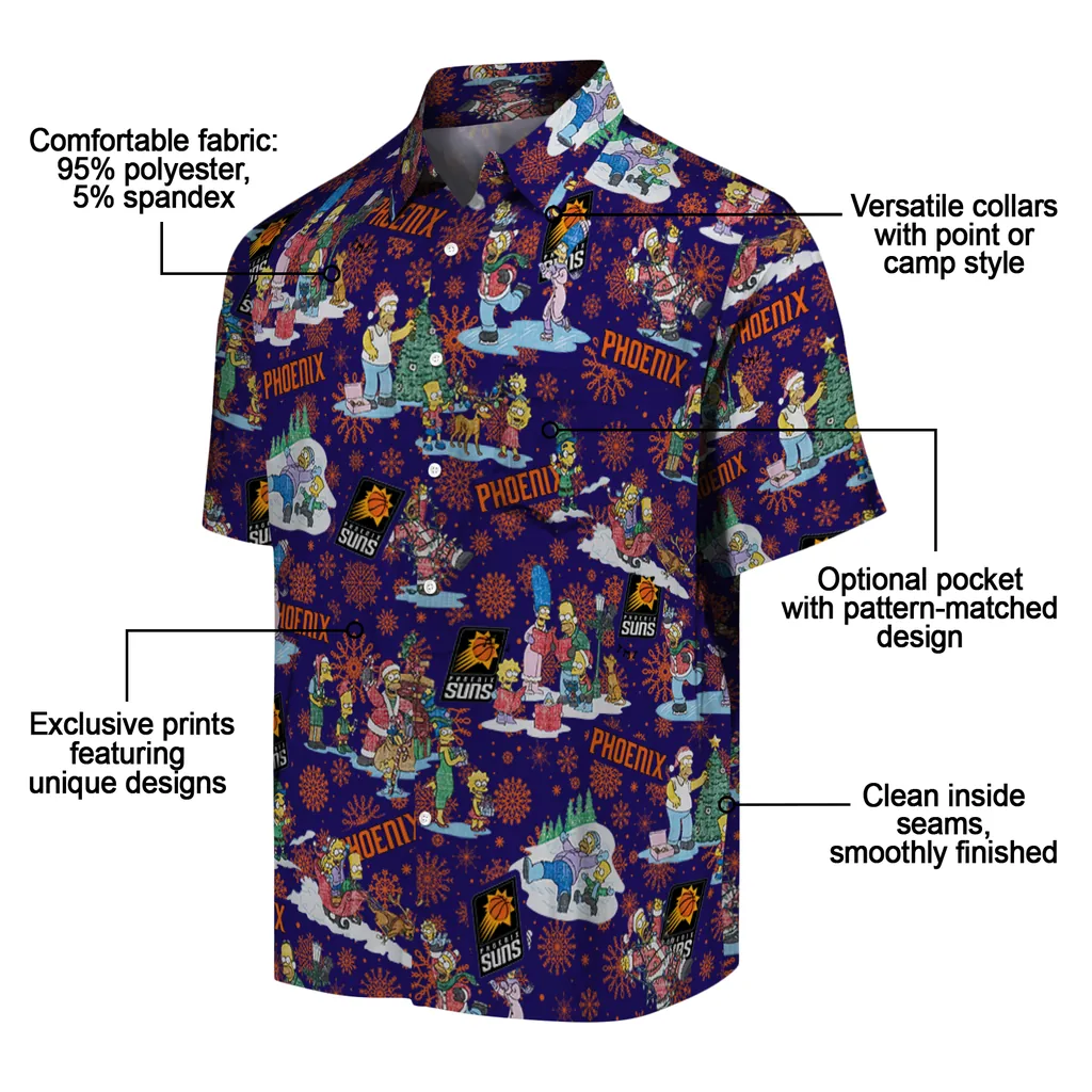 Phoenix Suns Hawaiian Shirt - Simpsons Christmas phoenix suns simpsons christmas purple hawaiian shirts new arrival