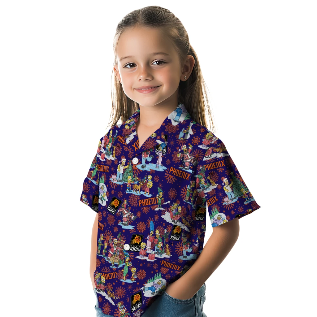 Phoenix Suns Hawaiian Shirt - Simpsons Christmas phoenix suns simpsons christmas purple hawaiian shirts premium grade