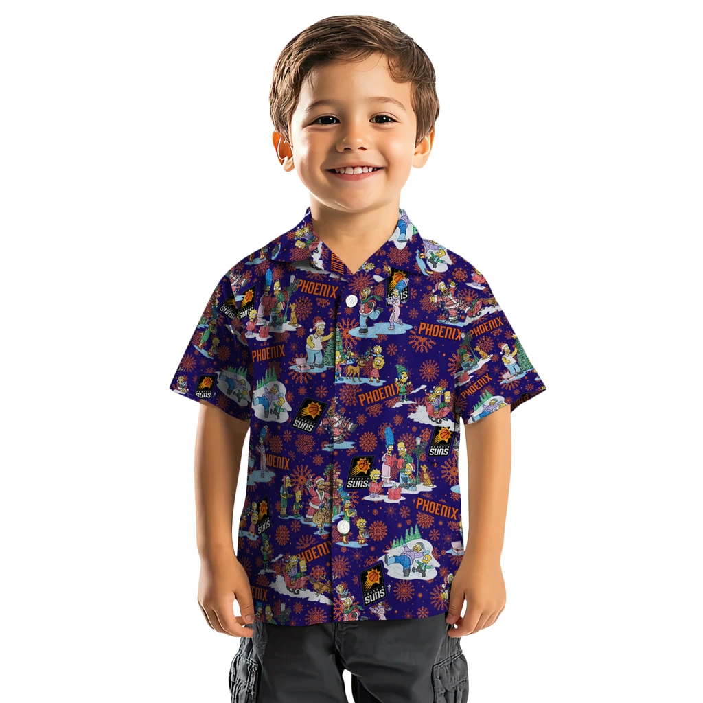 Phoenix Suns Hawaiian Shirt - Simpsons Christmas phoenix suns simpsons christmas purple hawaiian shirts top rated