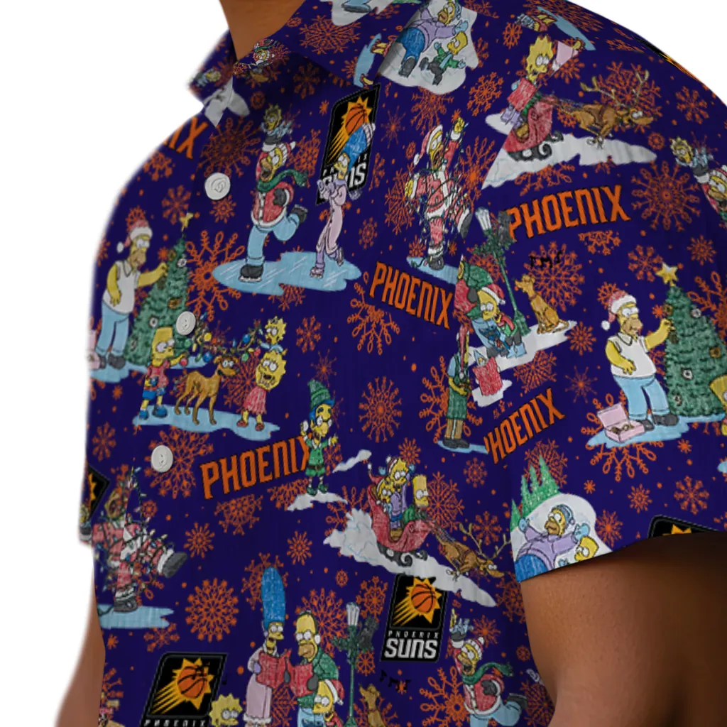 Phoenix Suns Hawaiian Shirt - Simpsons Christmas phoenix suns simpsons christmas purple hawaiian shirts trendy
