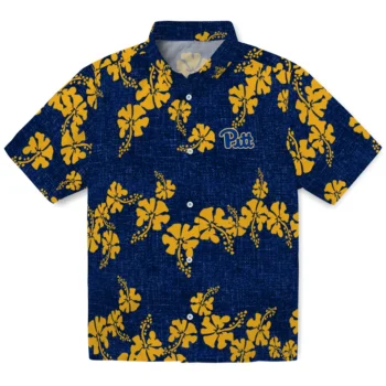 pittsburgh panthers hibiscus petals royal blue hawaiian shirts best selling