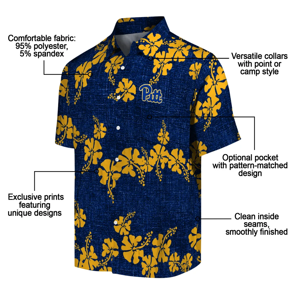 Pittsburgh Panthers Hawaiian Shirt - 50th State Flower pittsburgh panthers hibiscus petals royal blue hawaiian shirts new arrival