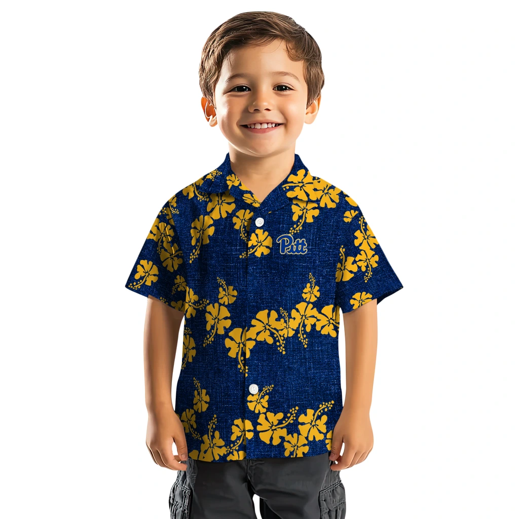 Pittsburgh Panthers Hawaiian Shirt - 50th State Flower pittsburgh panthers hibiscus petals royal blue hawaiian shirts top rated