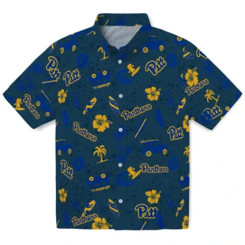 pittsburgh panthers beach vibe navy hawaiian shirts best selling