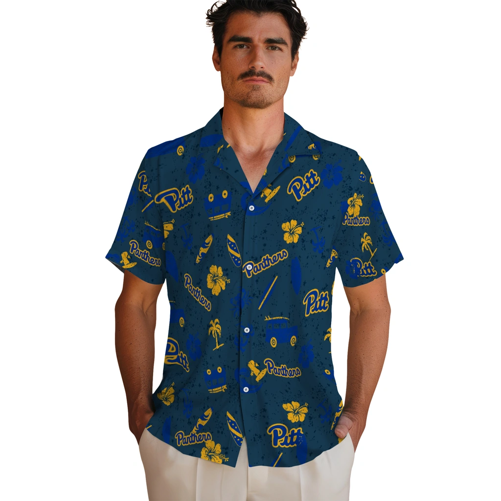 Pittsburgh Panthers Hawaiian Shirt - Beach Vibe pittsburgh panthers beach vibe navy hawaiian shirts fashion forward