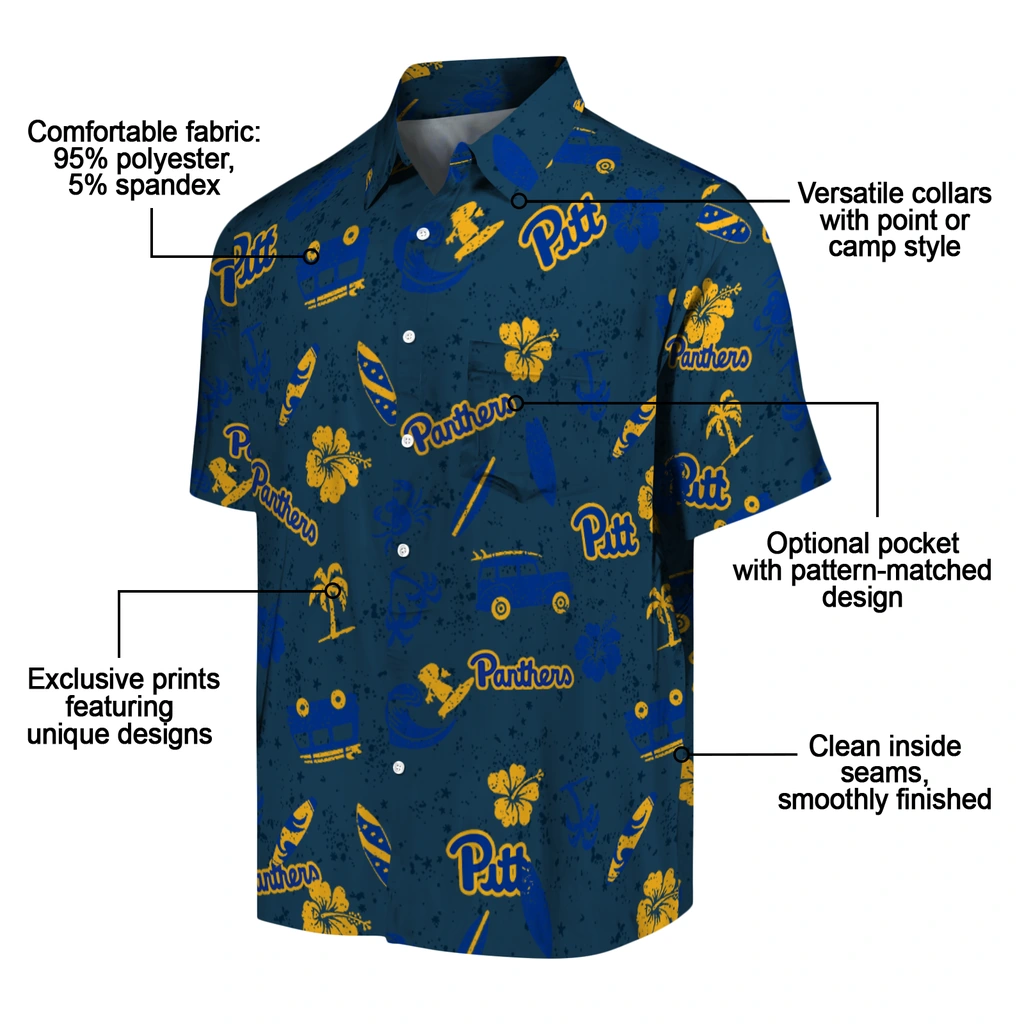 Pittsburgh Panthers Hawaiian Shirt - Beach Vibe pittsburgh panthers beach vibe navy hawaiian shirts new arrival