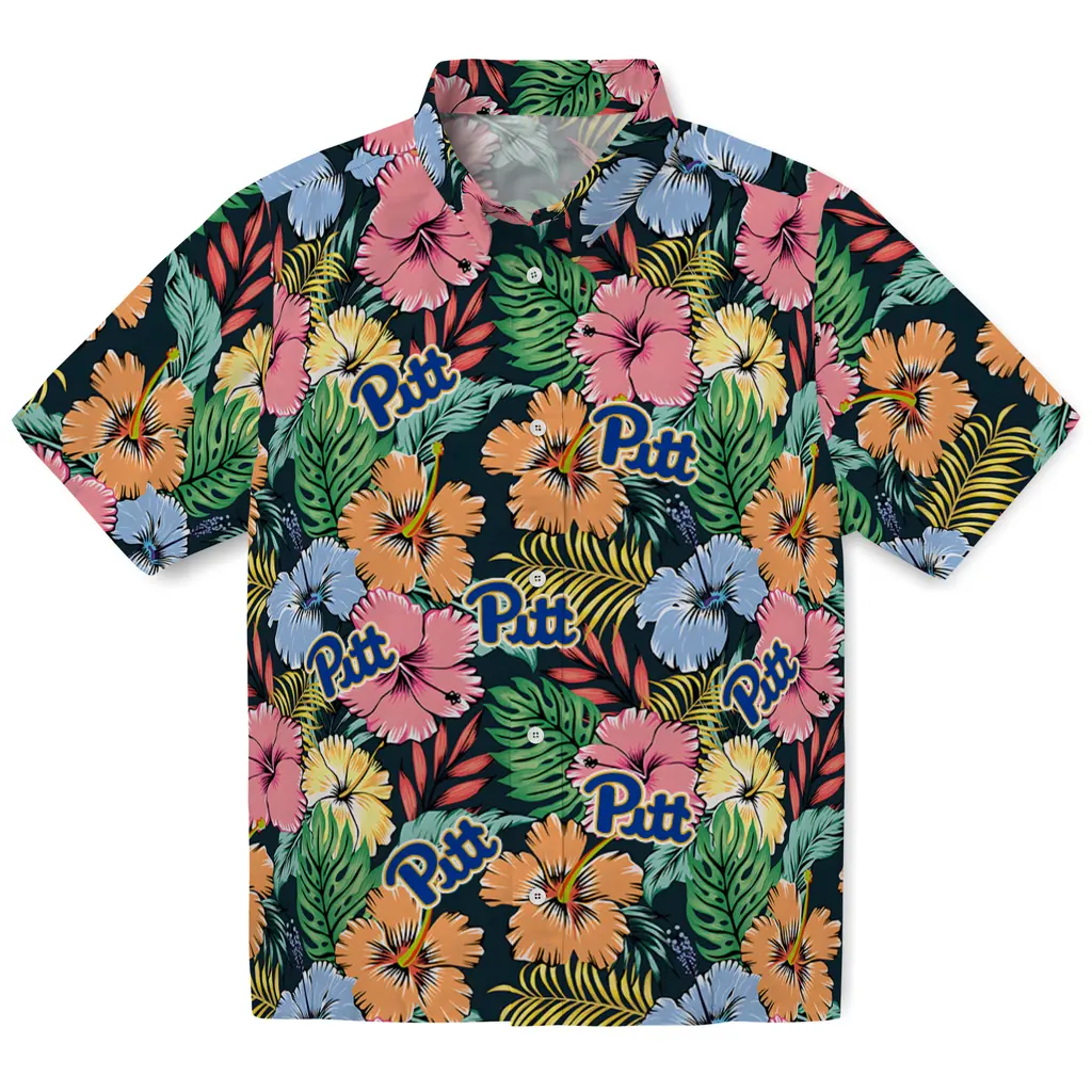 Pittsburgh Panthers Hawaiian Shirt - Brilliant Hibiscus Garden pittsburgh panthers brilliant hibiscus garden hawaiian shirts best selling