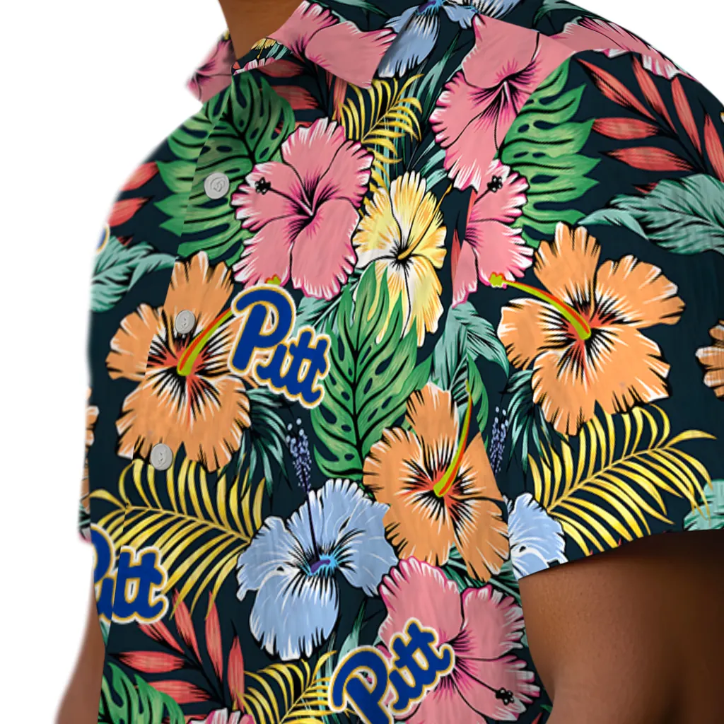 Pittsburgh Panthers Hawaiian Shirt - Brilliant Hibiscus Garden pittsburgh panthers brilliant hibiscus garden hawaiian shirts trendy