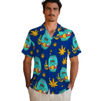 pittsburgh panthers bong smile royal blue hawaiian shirts fashion forward