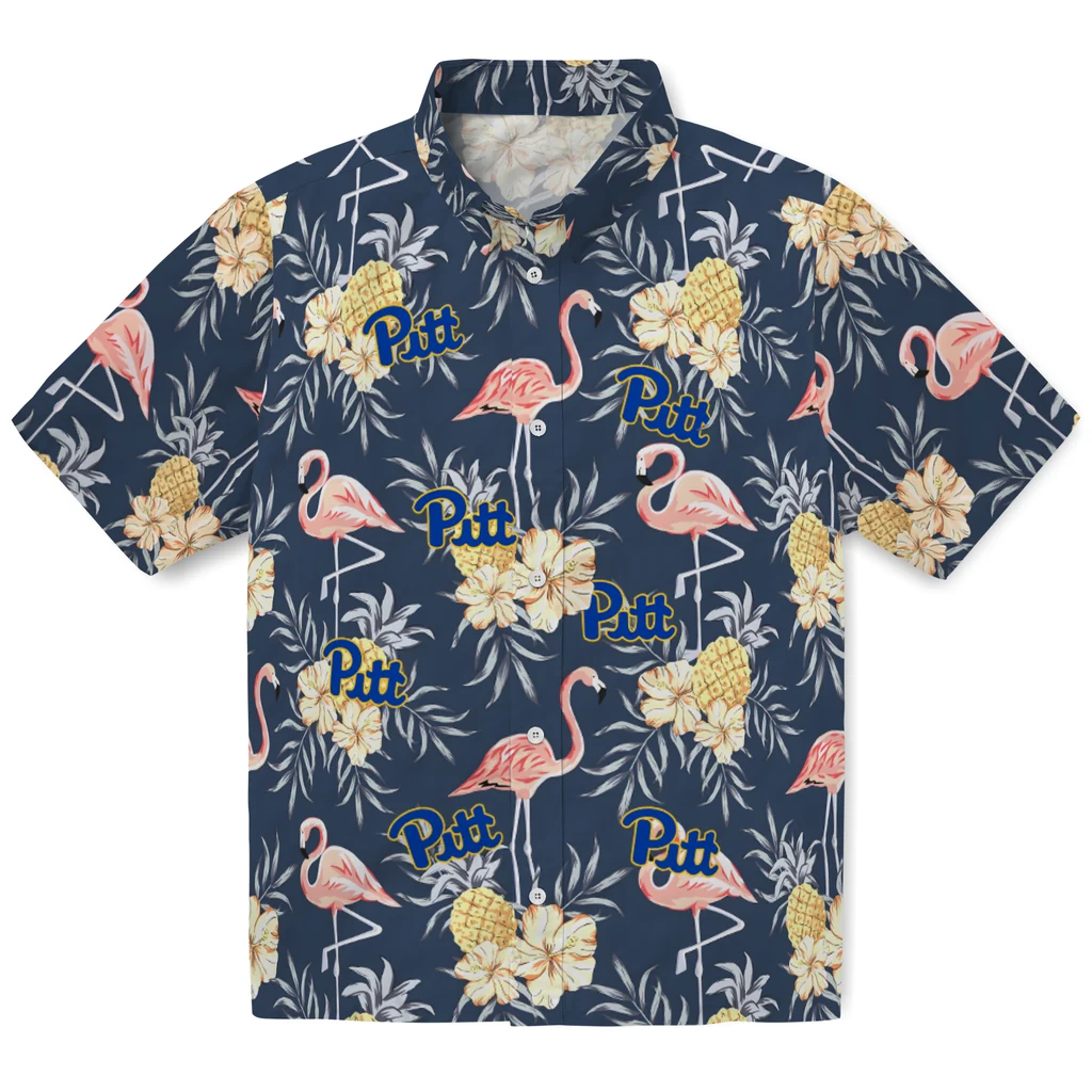 Pittsburgh Panthers Hawaiian Shirt - Flamingo Hibiscus pittsburgh panthers flamingo hibiscus navy hawaiian shirts best selling