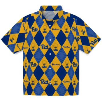 pittsburgh panthers balloon plaid royal blue hawaiian shirts best selling