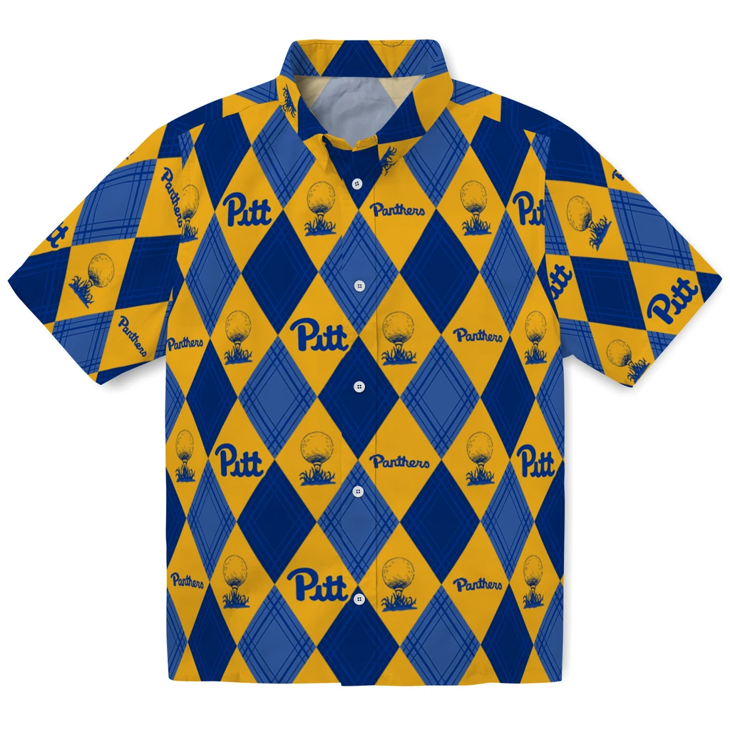 Pittsburgh Panthers Hawaiian Shirt - Golfing Plaid pittsburgh panthers balloon plaid royal blue hawaiian shirts best selling