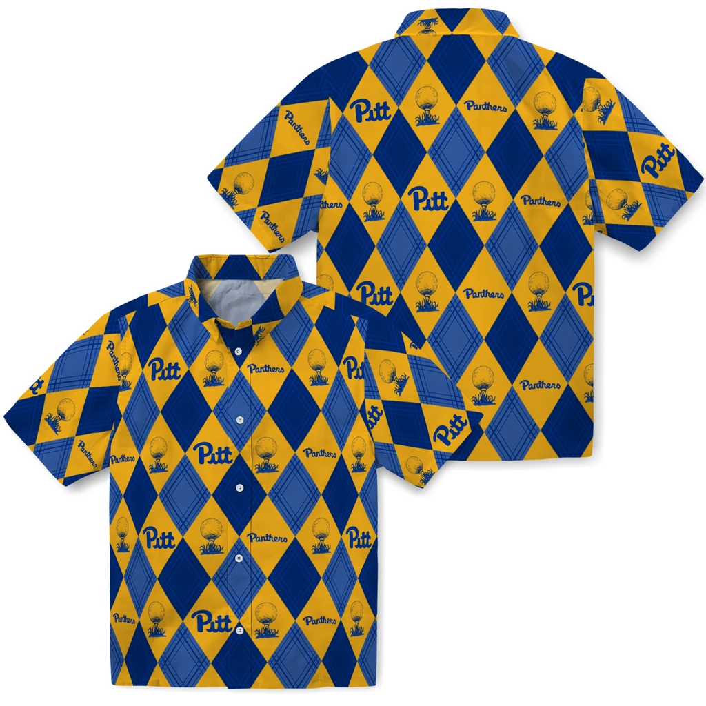 Pittsburgh Panthers Hawaiian Shirt - Golfing Plaid pittsburgh panthers balloon plaid royal blue hawaiian shirts high quality