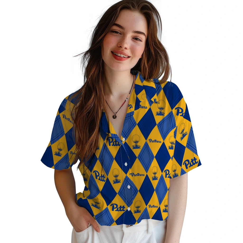 Pittsburgh Panthers Hawaiian Shirt - Golfing Plaid pittsburgh panthers balloon plaid royal blue hawaiian shirts latest model