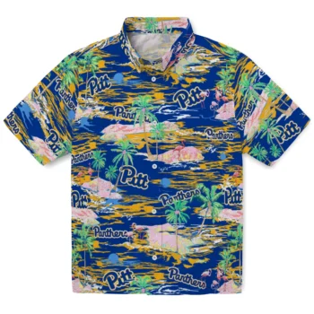 pittsburgh panthers flamingo retreat royal blue hawaiian shirts best selling