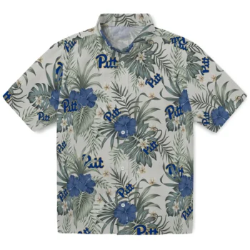 pittsburgh panthers hibiscus designs beige hawaiian shirts best selling