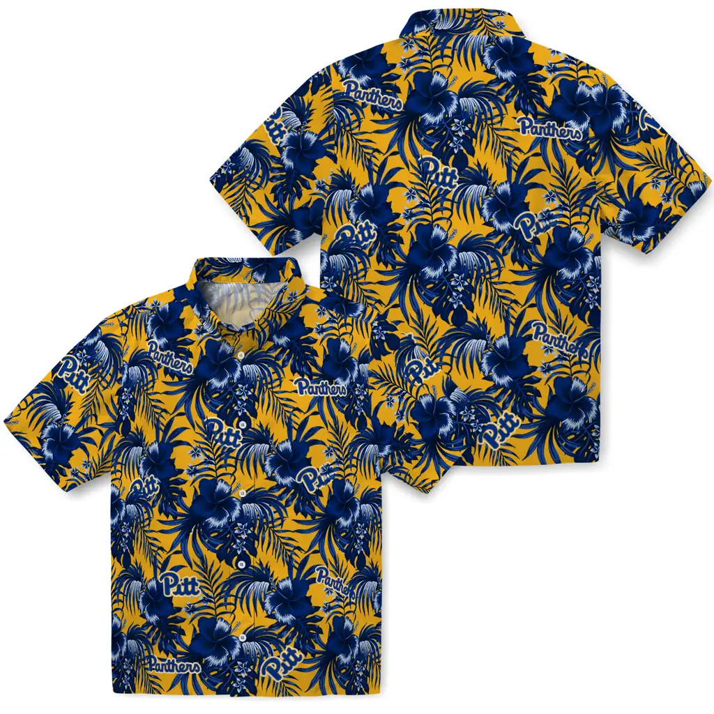 Pittsburgh Panthers Hawaiian Shirt - Hibiscus Exotic pittsburgh panthers hibiscus exotic royal blue hawaiian shirts high quality