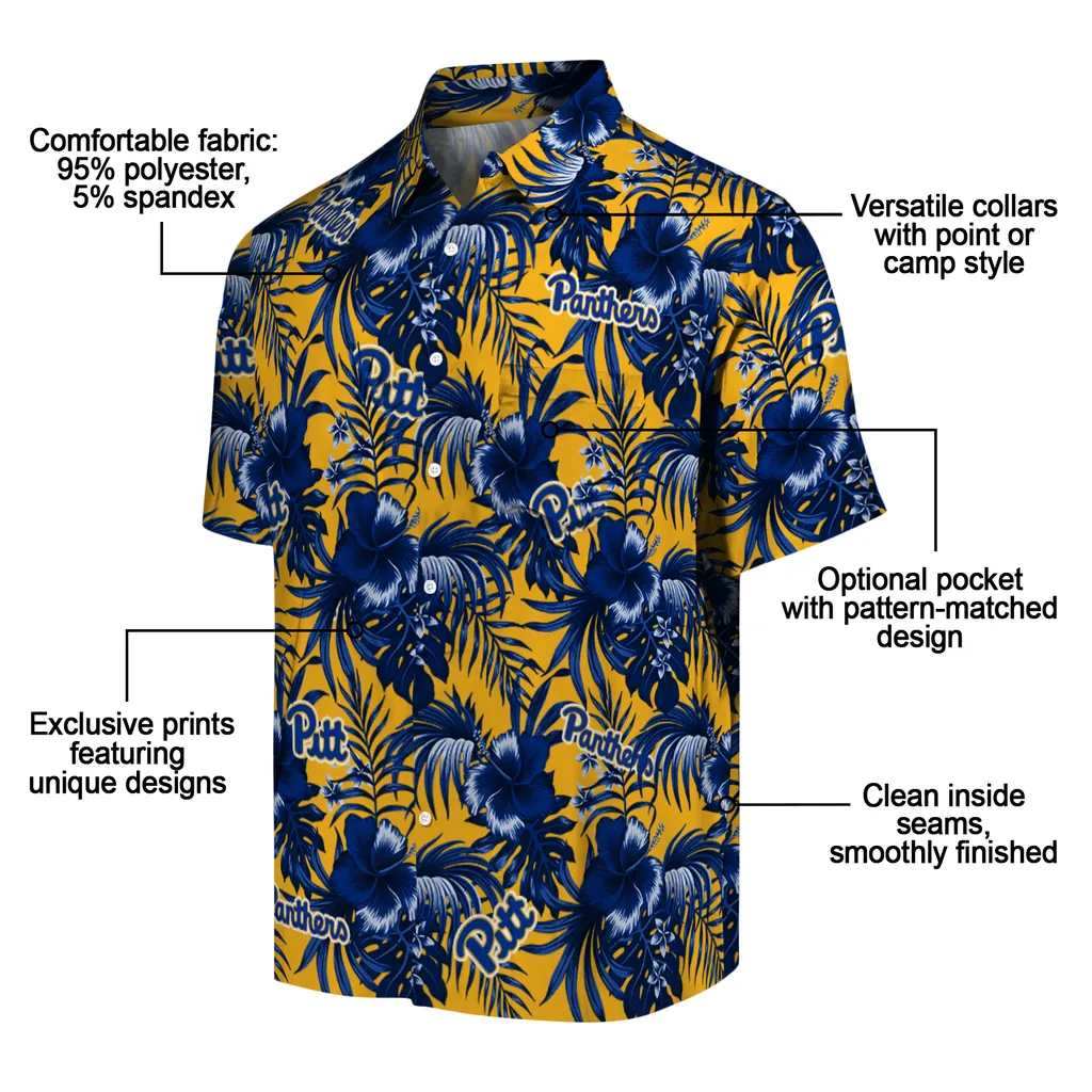 Pittsburgh Panthers Hawaiian Shirt - Hibiscus Exotic pittsburgh panthers hibiscus exotic royal blue hawaiian shirts new arrival