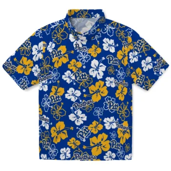 pittsburgh panthers hibiscus bloom royal blue hawaiian shirts best selling