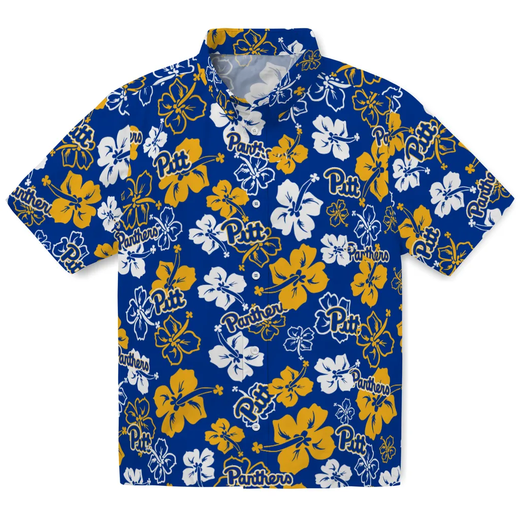 Pittsburgh Panthers Hawaiian Shirt - Hibiscus Flower Design pittsburgh panthers hibiscus bloom royal blue hawaiian shirts best selling