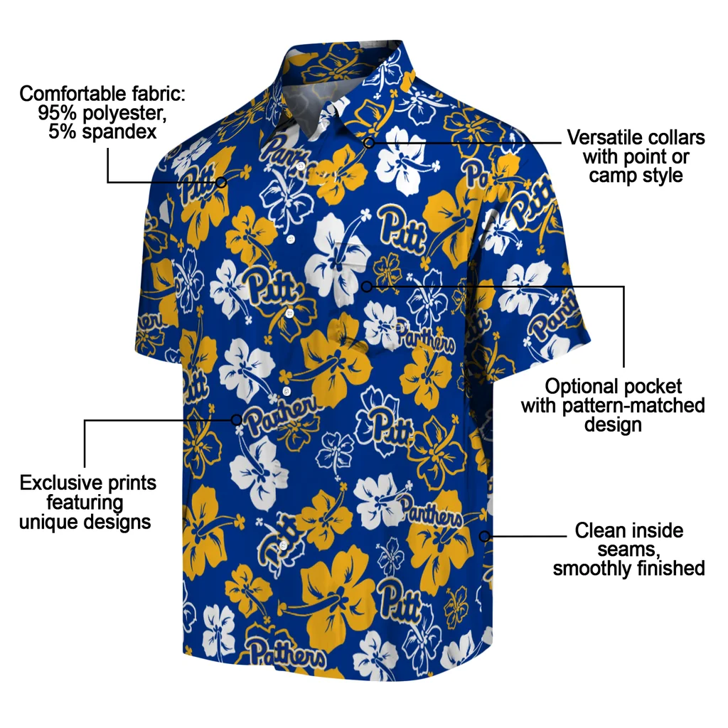 Pittsburgh Panthers Hawaiian Shirt - Hibiscus Flower Design pittsburgh panthers hibiscus bloom royal blue hawaiian shirts new arrival