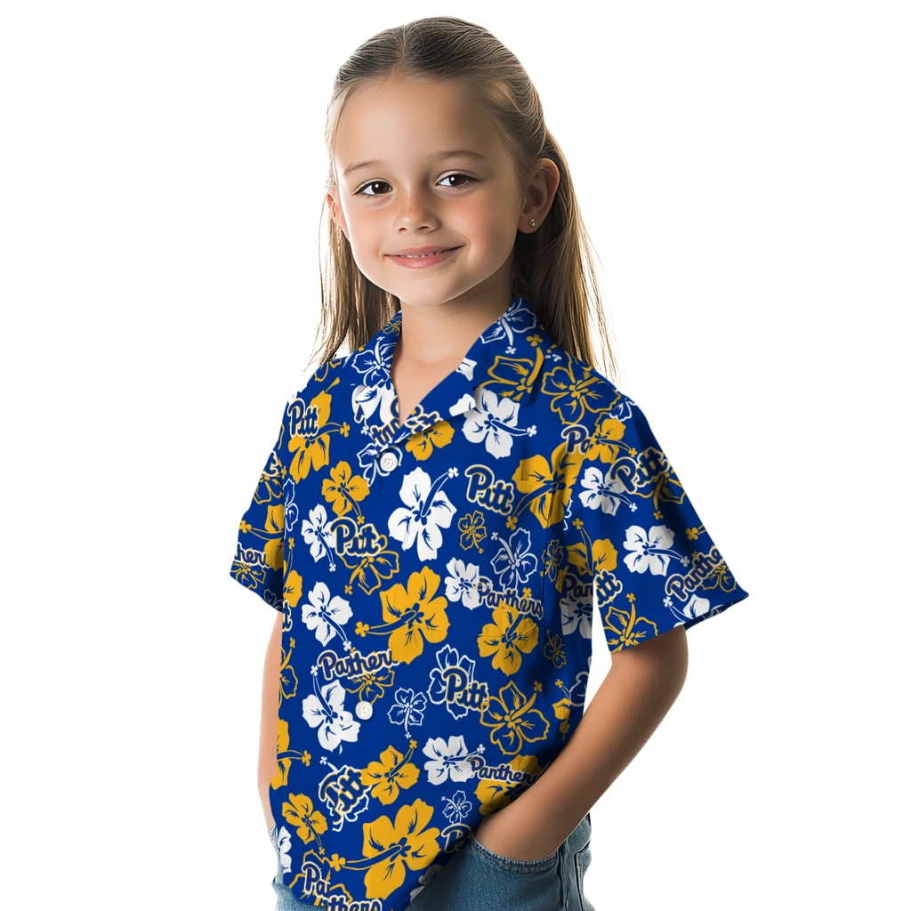 Pittsburgh Panthers Hawaiian Shirt - Hibiscus Flower Design pittsburgh panthers hibiscus bloom royal blue hawaiian shirts premium grade