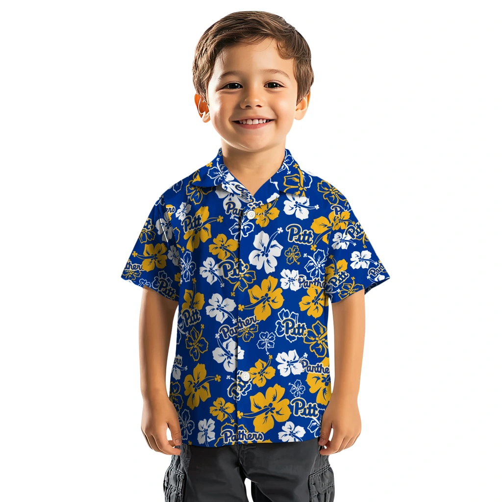 Pittsburgh Panthers Hawaiian Shirt - Hibiscus Flower Design pittsburgh panthers hibiscus bloom royal blue hawaiian shirts top rated