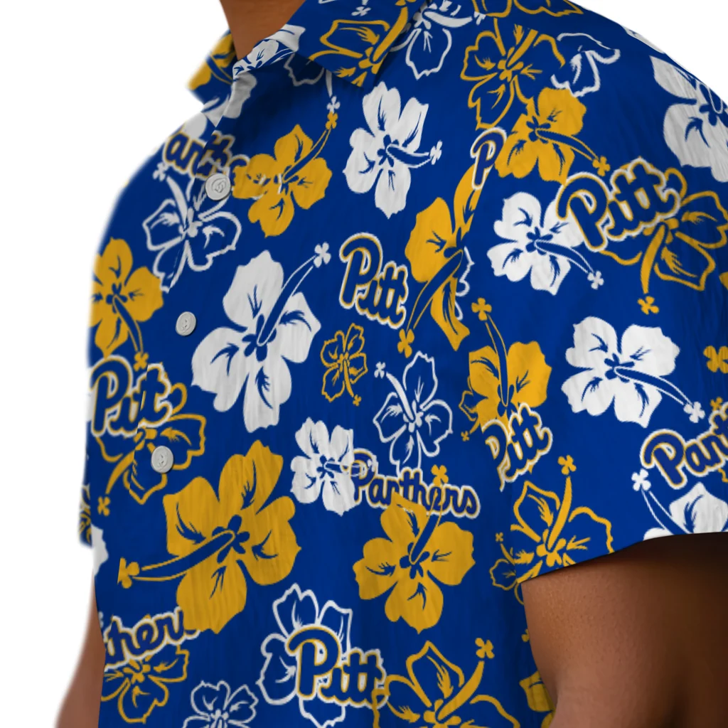 Pittsburgh Panthers Hawaiian Shirt - Hibiscus Flower Design pittsburgh panthers hibiscus bloom royal blue hawaiian shirts trendy