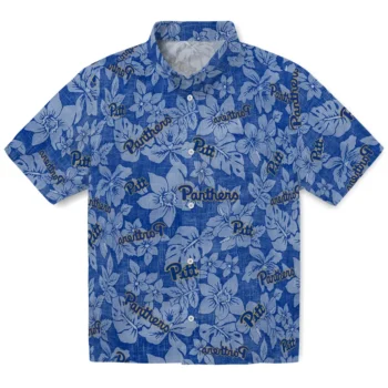 pittsburgh panthers hibiscus oasis royal blue hawaiian shirts best selling
