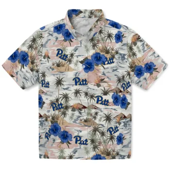 pittsburgh panthers hibiscus seaside white hawaiian shirts best selling