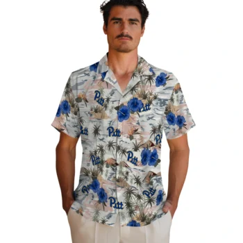 pittsburgh panthers hibiscus seaside white hawaiian shirts fashion forward