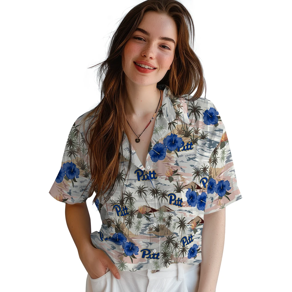 Pittsburgh Panthers Hawaiian Shirt - Hibiscus Seaside pittsburgh panthers hibiscus seaside white hawaiian shirts latest model