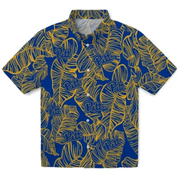 pittsburgh panthers leaf outline royal blue hawaiian shirts best selling