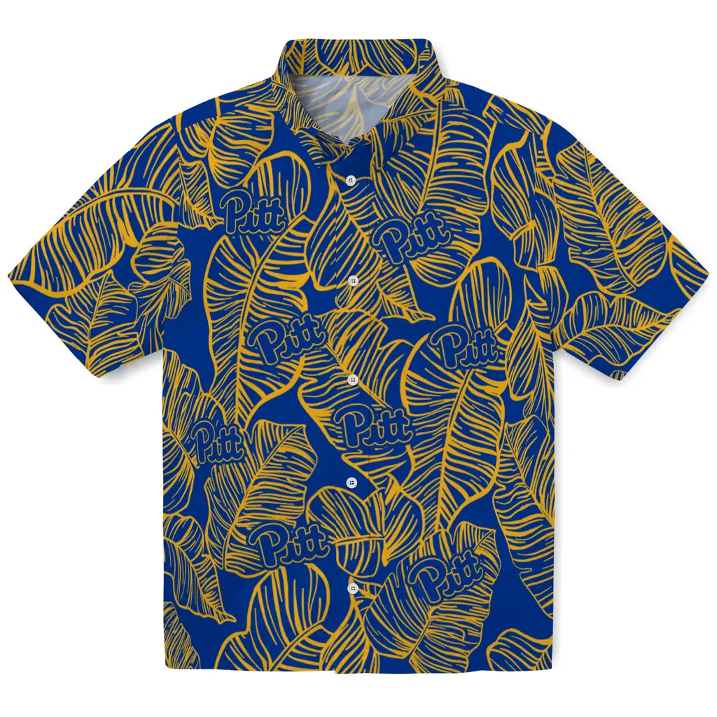 Pittsburgh Panthers Hawaiian Shirt - Leaf Outline pittsburgh panthers leaf outline royal blue hawaiian shirts best selling