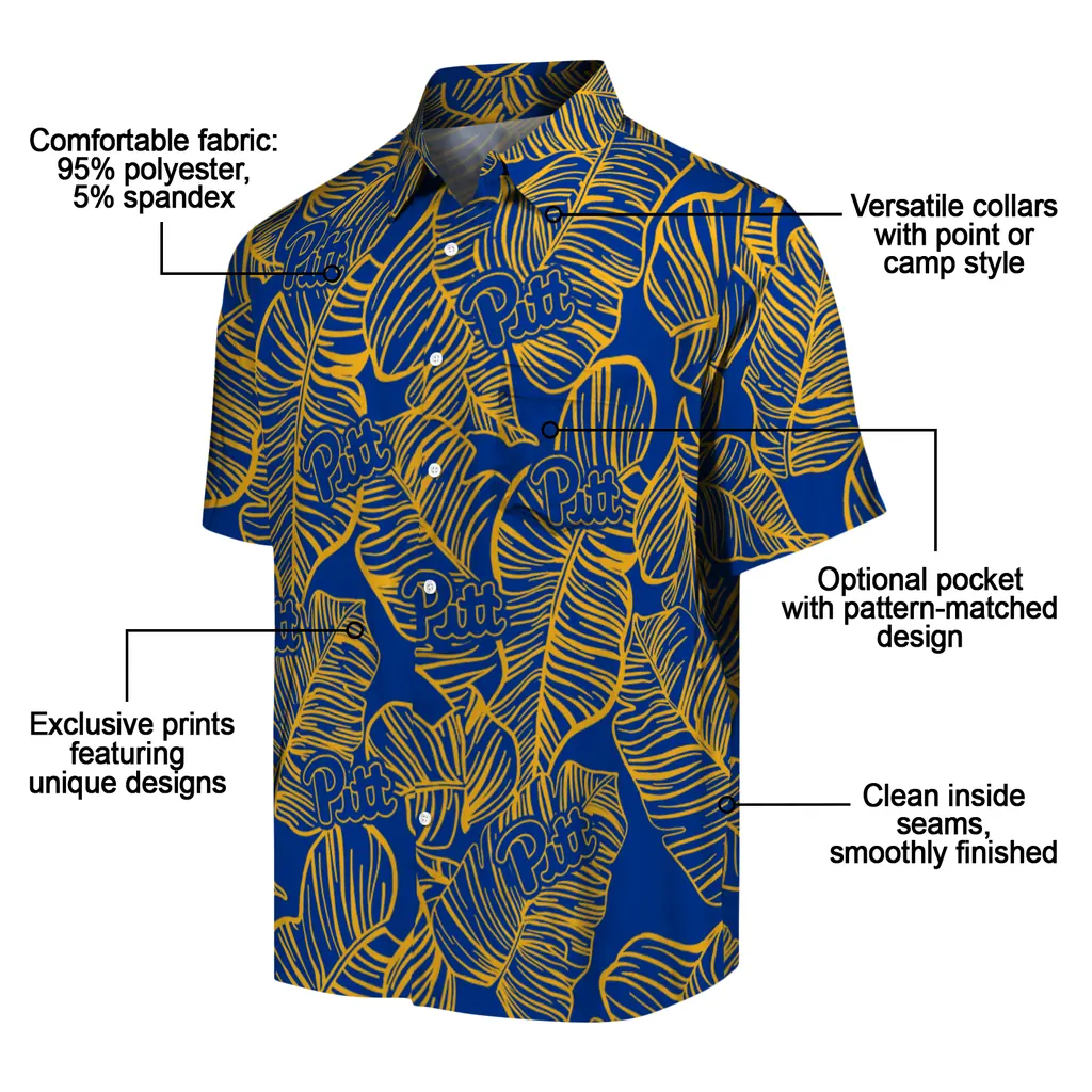 Pittsburgh Panthers Hawaiian Shirt - Leaf Outline pittsburgh panthers leaf outline royal blue hawaiian shirts new arrival