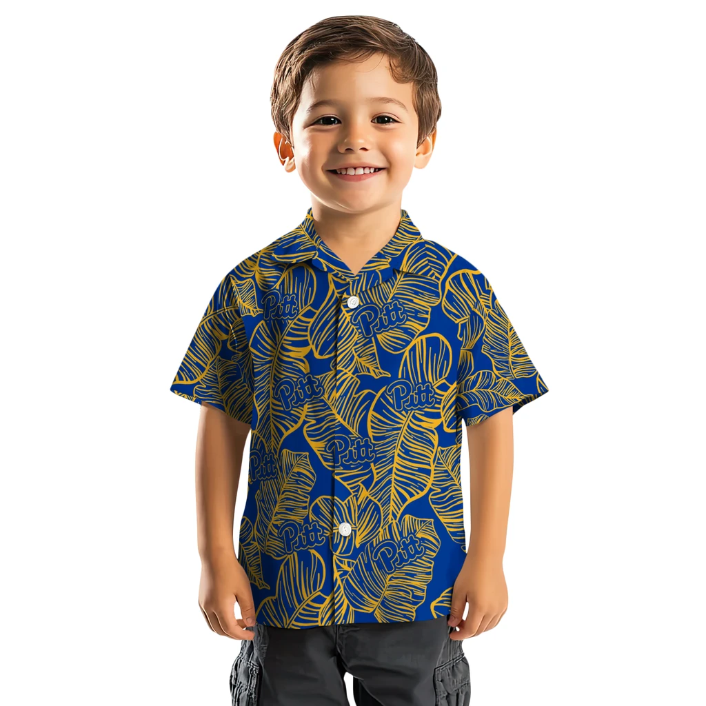 Pittsburgh Panthers Hawaiian Shirt - Leaf Outline pittsburgh panthers leaf outline royal blue hawaiian shirts top rated