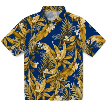 pittsburgh panthers palm leaves royal blue hawaiian shirts best selling