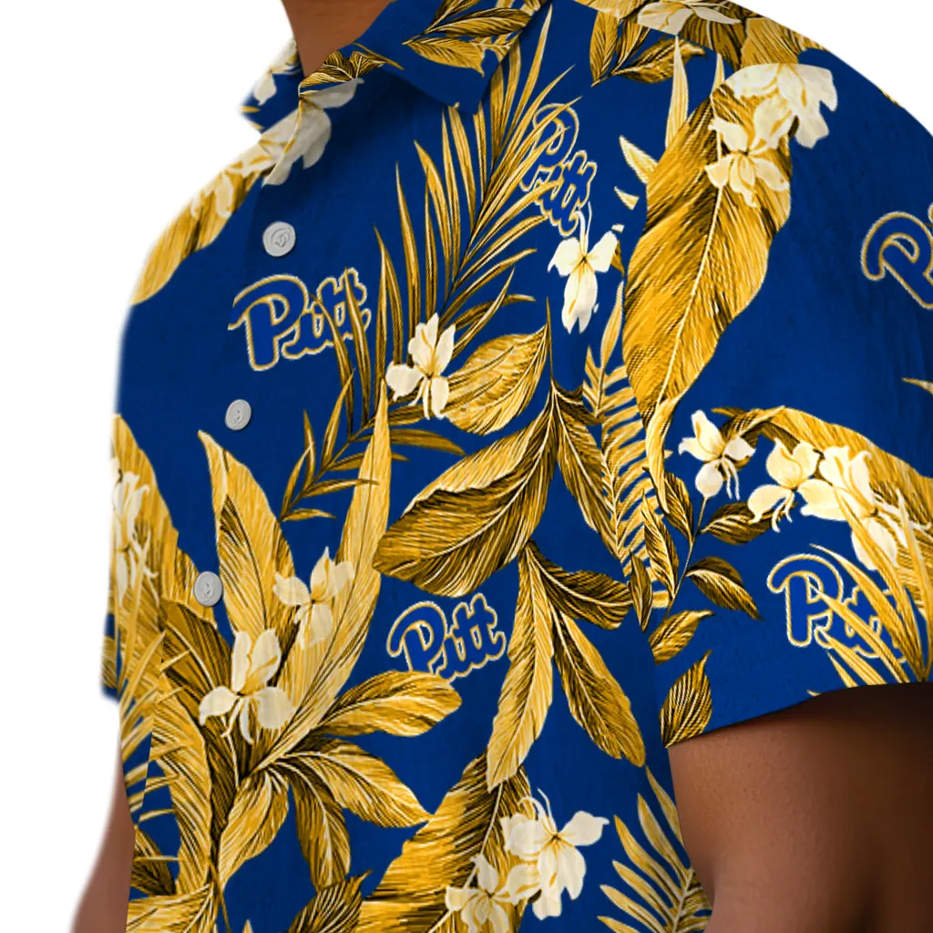 Pittsburgh Panthers Hawaiian Shirt - Palm Leaves pittsburgh panthers palm leaves royal blue hawaiian shirts trendy