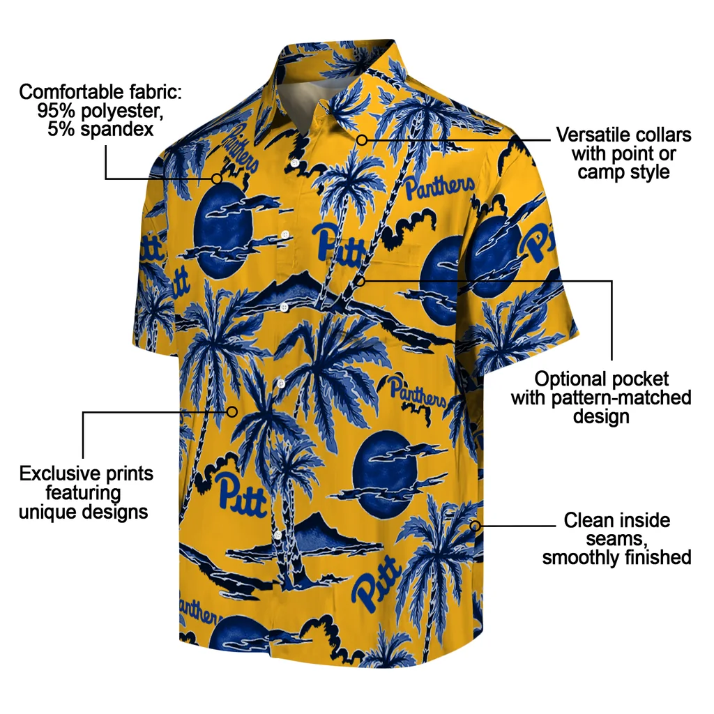 Pittsburgh Panthers Hawaiian Shirt - Palm Sunset pittsburgh panthers palm sunset hawaiian shirts new arrival
